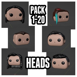 pack 1-20 heads funko custom art toys pop 3d print model - Mito3D