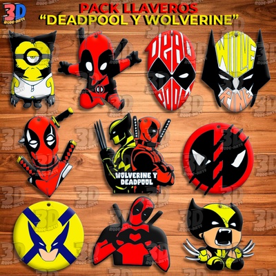 paketlemek 10 llaveros deadpool y wolverine takı llavero süper kahramanlar hayret çizgi roman personalizado h sarhoşluk 3d print model - Mito3D