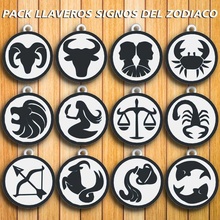 pack 12 key rings zodiac zignos 2 chain 3d print model - Mito3D