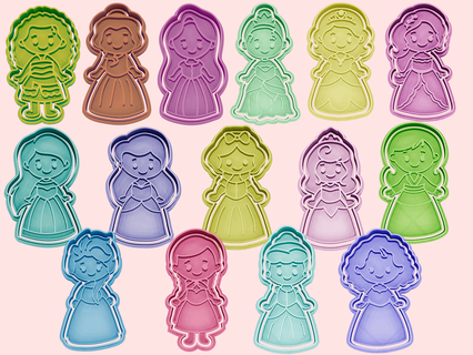 pack 15 cutters cookies fondant disny princesses Various cutter cookie 3d print model - Mito3D