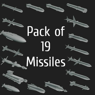 pack 19 missiles 3d print Game 3d print model - Mito3D