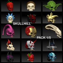 pack 1 5 skullhill sanat kafatası büstü kemikler marvel yıldız savaşlar rick morty 3d print model - Mito3D