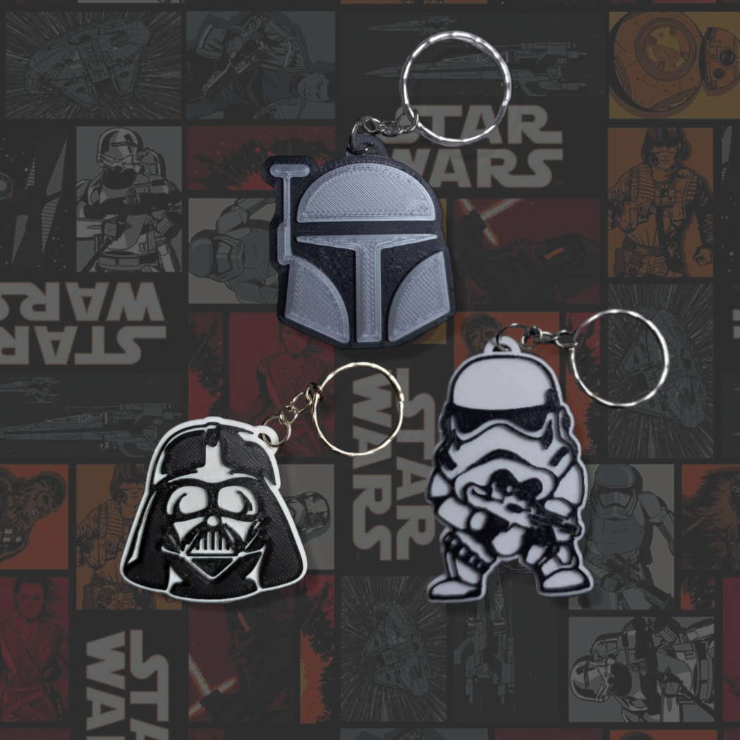 pack 1 étoile guerres porte clés stormtrooper mandalore mandalorien joda dark vader sombre r2 d2 table tables silhouette ombre mur art 3D print model - Mito3D