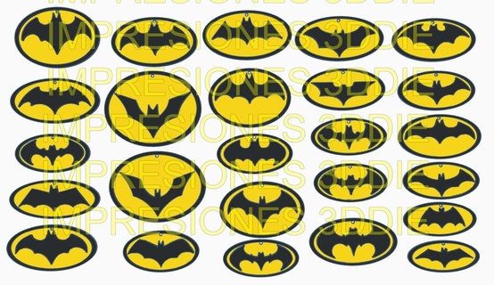 pack 25 batman super heroes logo evolutions keychains keychain superheroes dc key rings 3d print model - Mito3D
