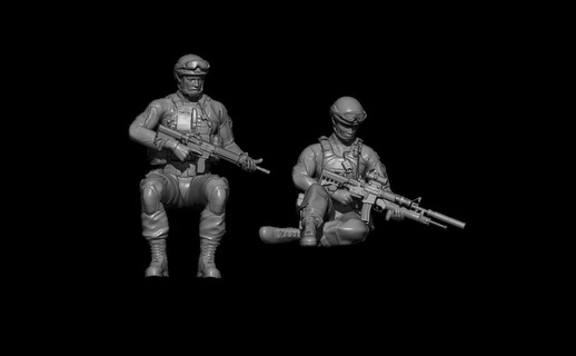 pack 2 modern soldiers resting war vietnam normandy airbone paratrooper navy iraq russia hummer sherman ukraine american soldier army figurine miniature dayd ww2 us 3d print model - Mito3D