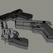 pack 3 full-size pistole gioco coltello rasoio difesa la decorazione giocattolo 3d print model - Mito3D