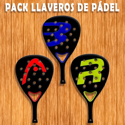 pack 3 key rings paddle keychain padel sport palette racquet pendant 3d print model - Mito3D