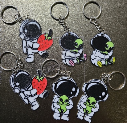 pack 3 keychain 2 gift 5 astro bambulab 3mf star astronaut martian green baby 3d print model - Mito3D