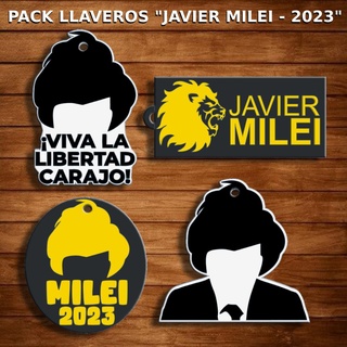 pack 4 key chains javier milei - argentina 2023 chain keychain rings packs freedom advances lla president 3d print model - Mito3D