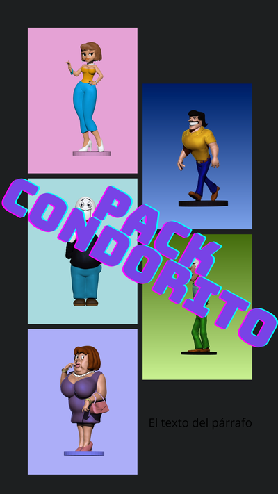 pacco 5 personaggi of condorito cileno comico cartone animato fan arte chile umorismo collezione commedia 3d stampa scherzi plop caricatura regalo treme fatto ingegno uovo 3d print model - Mito3D