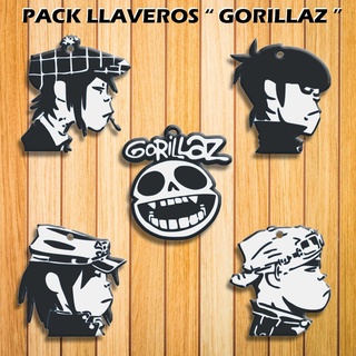 paquete 5 llave anillos gorila llavero banda rock alternativa gorillaz murdoc russel fideos 2 d logo 3d print model - Mito3D