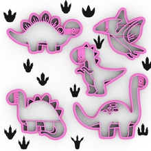 pack 5 large dinosaurs - 9cm cookie cutter dough dinosaur fondant home cookies battery tell us cute party printable cakes 3d printing dining cooky cookiecutter markers 3dprint kitchen biscuit sharp plate household house gingerbread ginger bread paleo 3d print model - Mito3D