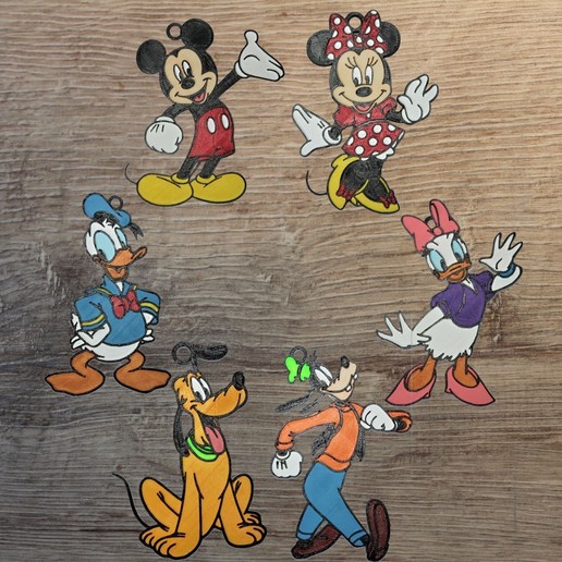 pack 6 disney mickey ornaments 2 home decoration christmas duck goofy dingo rather donald minnie character 3D print model - Mito3D