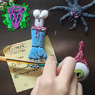 pack 8 halloween fridge magnets paper pencil holders Home refrigerator fridge_magnets paper_clip zombie spider tarantula eyes decoration 3d print model - Mito3D
