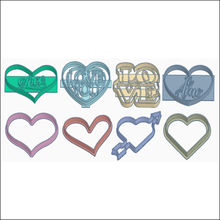 pack 8 love friendship cookie cutters cutter pastry shop bakery decoration valentine 3d print model - Mito3D