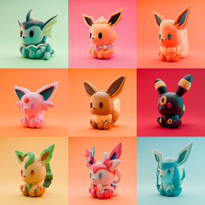 paketlemek 9 eevee evrimler figuras p kemon sanat eskulturlar pokemon rakamlar fanart lindo vaporeon jolteon flareon itiraz umbreon leafeon glaceon sylveon parlak kawaii anime manga 3d print model - Mito3D