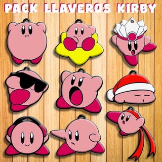 pacote 9 chave argolas Kirby chaveiro animado kawai desenhando pingente 3d print model - Mito3D