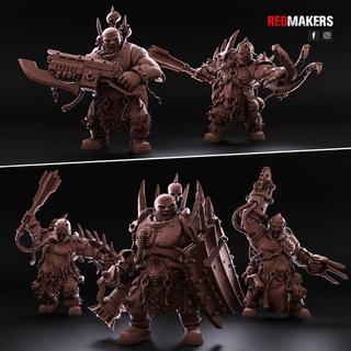 pack abhuman giants - heretics giant ogryn bullgryn traitor renegades heretic imperial guard berserker cultist plague heresy war hammer infantry chaos fantasy 28mm sci-fi redmakers 3d print model - Mito3D