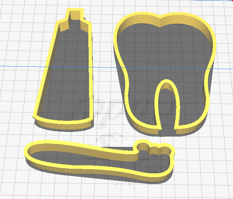 pacote moldes dentista casa dientes cepilo sanduíche cortador galletas 3d print model - Mito3D