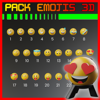 pack emojis 3d + base emoji pack emojis packs ornament house spaces desk study work  3d print model - Mito3D