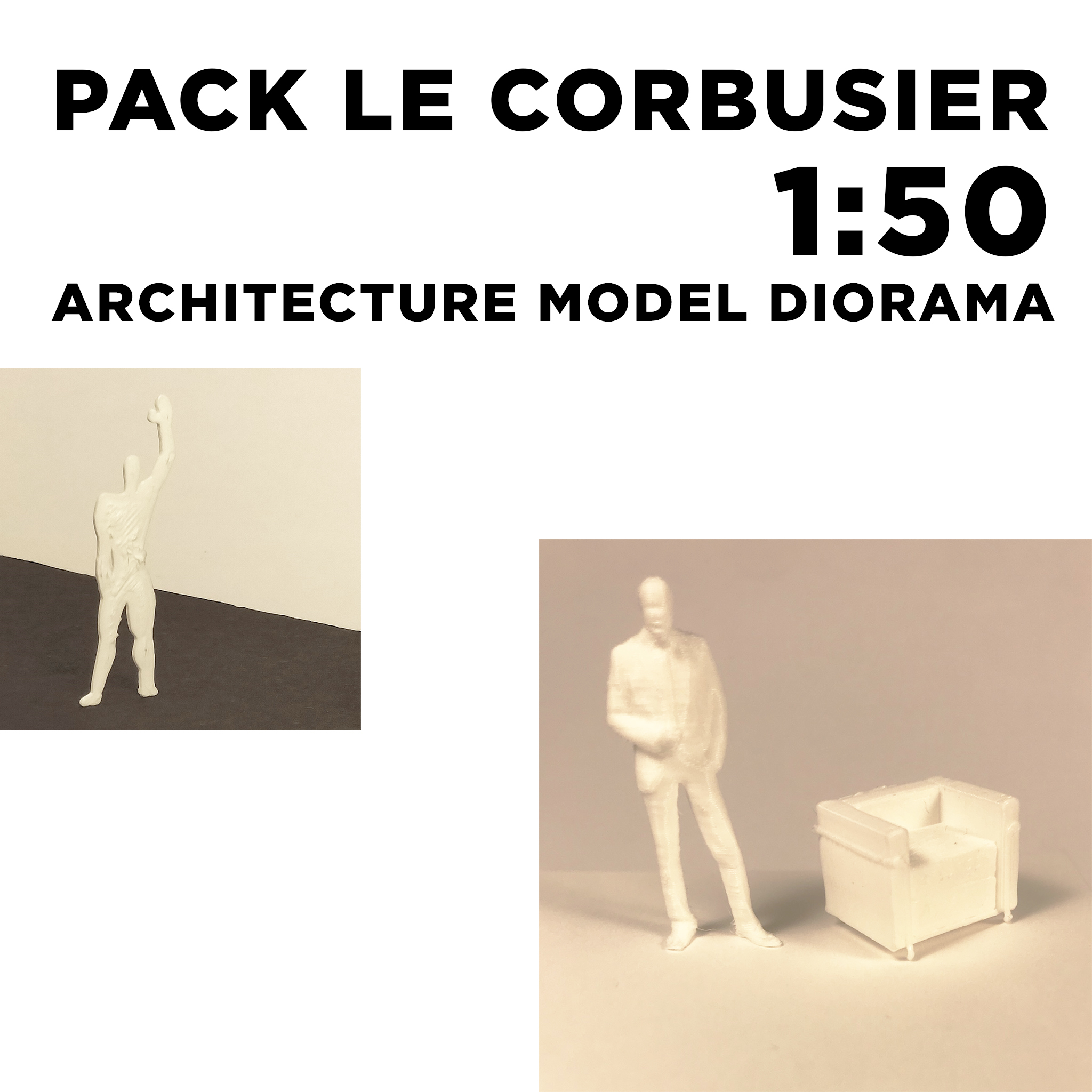 paketlemek le corbusier 1 50 mimari model diyorama ölçek kişi sandalye koltuk şekil inşaat mobilya ağaç 3D print model - Mito3D