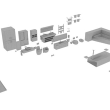 pack set bathroom architecture poly 3d print model - Mito3D