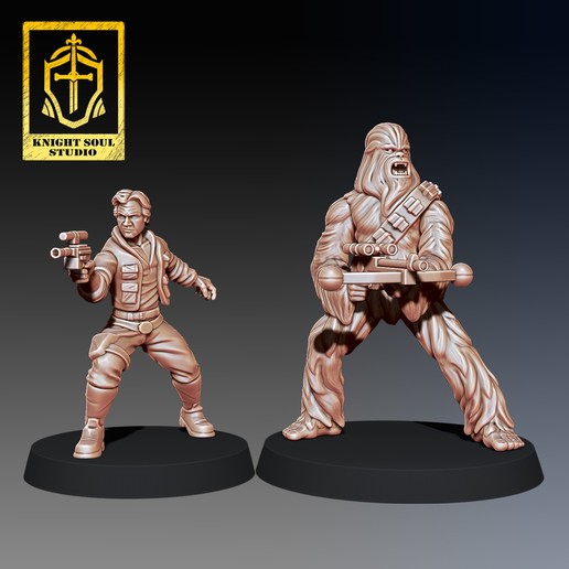 pack smuggler & bodyguard knight soul last fall galactic empire star wars wargames space rebellion resistance female human hero light dark side scifi know imperial assault have only chewbacca 3D print model - Mito3D