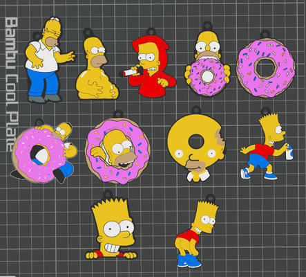 pack stl simpsons 11 keychains jewelry simpson bart homer 3d print model - Mito3D