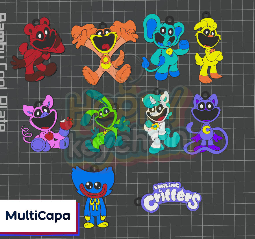 paquete stl sonriente criaturas 10 llaveros multicapa joyería joya poli abrazo oso día perro bubba burbujeante patear pollo quisquilloso lúpulo rayuela maíz astuto dia gato abrazado wuggy 3D print model - Mito3D