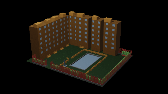 pacote urbanização alojamento modelo piscina decorativo elementos urbano natação casa 3d print model - Mito3D