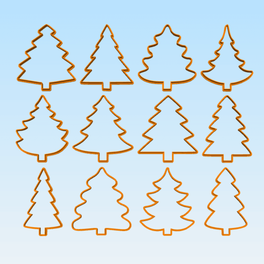 Pack x12 Weihnachten Baum Plätzchen Schneider Cutter 3D print model - Mito3D