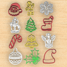 pack x12 cutters christmas cookies home dining ginger fondant mold set moulds cutter cakes cooky cokiecutter cut cutting biscuit santa claus gift cookie festivities reindeer tree closing saint jannie kitchen merry 3d print model - Mito3D