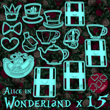 pack x 19 alice wonderland - cookie cutter theme party dough clay 9cm home letters poker hearts biscuits battery alicia wonders firebrand you rabbit hat cat pi ata printable cakes 3d print dining cooky cookiecutter markers 3dprint kitchen biscuit sharp plate household house gingerbread ginger bread fondant 3d print model - Mito3D