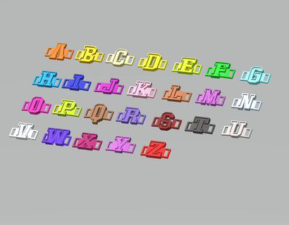 toka alfabe mektup bağcıklar klips kablolar ayakkabı kordon dantel pass through harfler paketlemek 3d print model - Mito3D