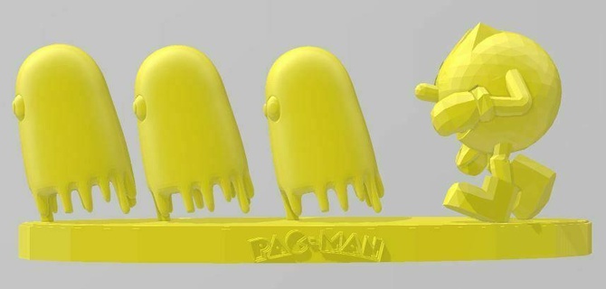 pacman chasing ghosts game pac man arcade retro joystick table 3d print model - Mito3D