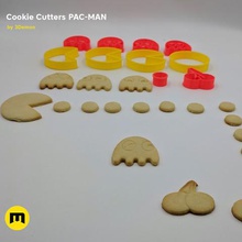 pac-man cookie cutters set game baking kitchen gift christmas cookiecutter pacman ghost cherry arcade 3d print model - Mito3D