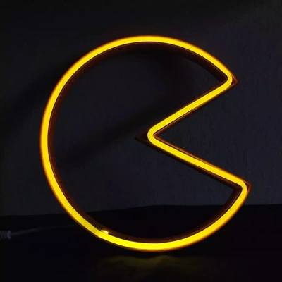pacman neon guidato decorazione desing manifesto bar arredamento 3d print model - Mito3D