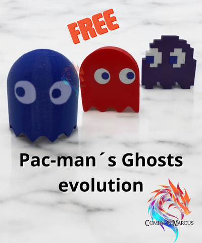 pacman fantasma evolución cifras paquete conjunto of 3 3mf incluido hogar casa pac man decoración figura miniatura víspera santos gracioso divertido decorar 3d print model - Mito3D