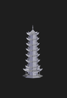 pagode tour historique bâtiment chinois architecture 3d print model - Mito3D