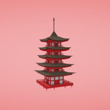 pagode arquitetura prédio vermelho torre 3d print model - Mito3D