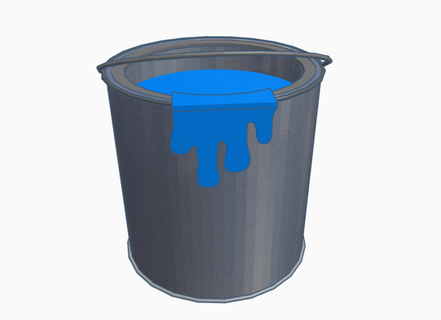 paint bucket cube painting blue water 3d print model - Mito3D
