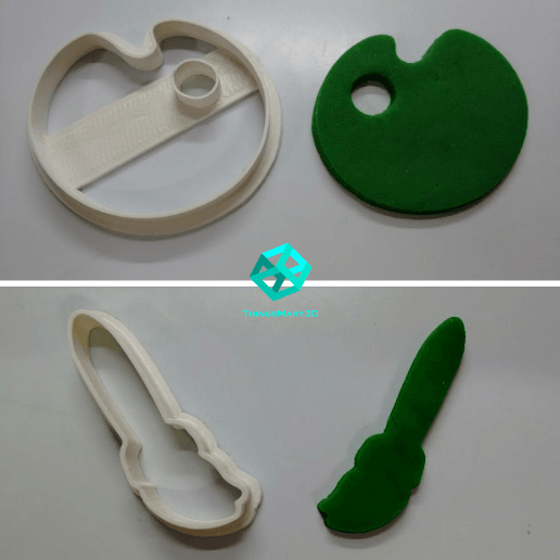 boya palet fırça kurabiye kesici fondan 3D print model - Mito3D