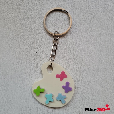 paint palette keychain jewelry art painting brush creativity drawing draw pinto painter 3d print model - Mito3D