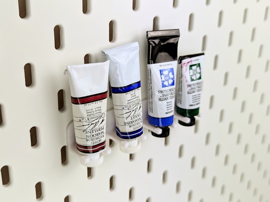 paint tubes organizer skadis pegboards - 5 x 1 2 inch 127mm home pegboard m graham aquarell watercolor acryl oil atelier 3d print model - Mito3D