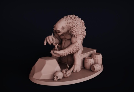 painting troll - stl pre-supported aos miniature dnd fantasy gaming wargame wargaming rock monster creature 3d print model - Mito3D