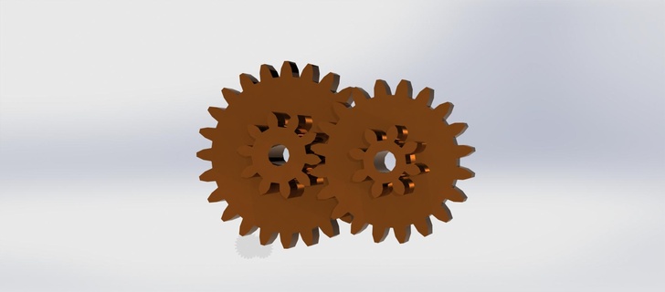 pair double gears gear mechanism mechanics engineering transmission 3d print model - Mito3D