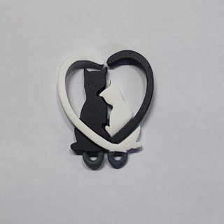 paio San Valentino giorno gatti puzzle chiave anelli portachiavi gatto coppia par amore amanti santo valente regalo 3d print model - Mito3D