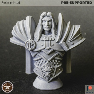 paladin bust fantasy warcraft dnd miniature stl presupported model resin wow human alliance warrior guard arthas prince 3d print model - Mito3D