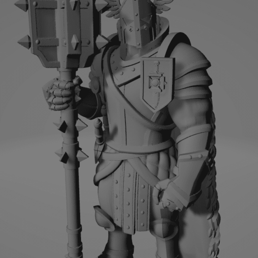 paladino cavaliere maul guerriero chierico dnd d fantasia blindato piatto warhammer martello kitbash 3D print model - Mito3D