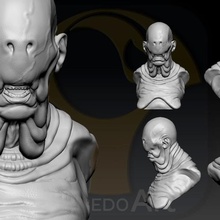 pale man portrait paleman creature movies zbrush anatomy detailed polypaint upperbody fantasy ztool character human characters people art sculptures miniatures figurines 3d print model - Mito3D